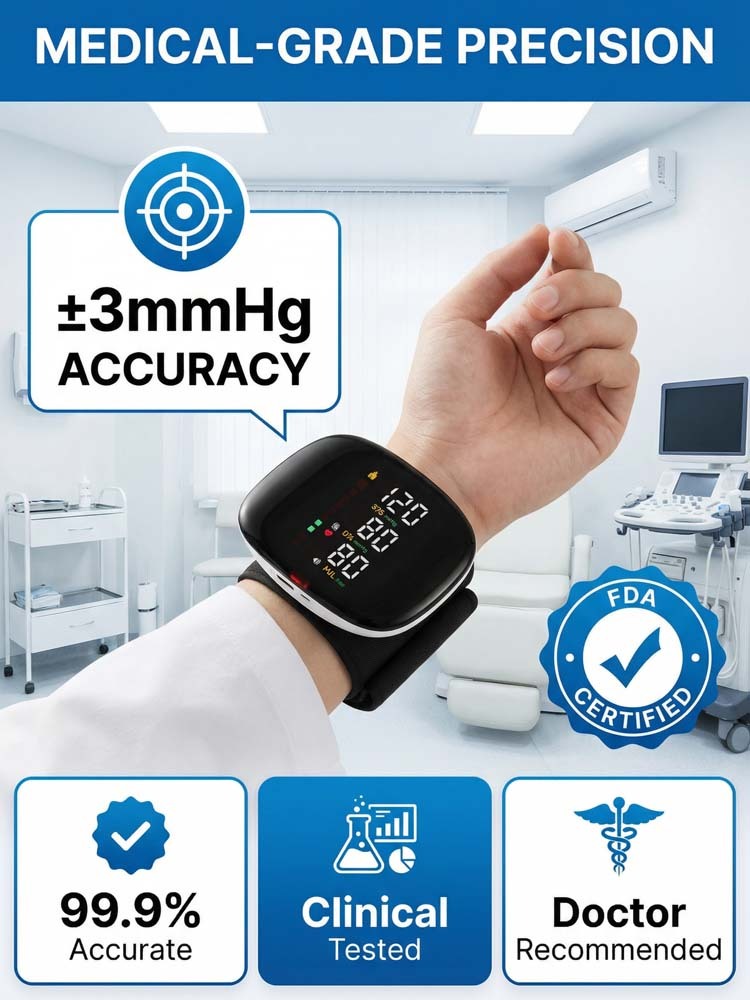 🔥 [Color-Coded & Voice Alert] Smart Wrist Blood Pressure Monitor - Instant Reading with Large LED Color Screen - One-Button Operation for Seniors - German Accuracy Chip - No More Guessing, Just Peace of Mind - Lifetime Warranty & 50% Health Subsidy Appli