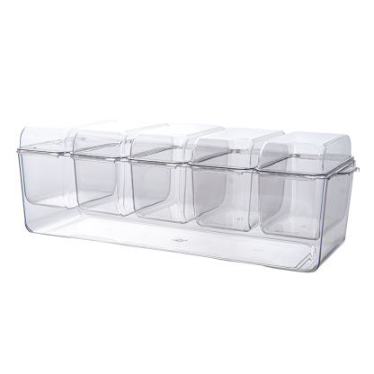 Salad storage box outdoor party picnic compartment ice box salad plate five compartment home transpa