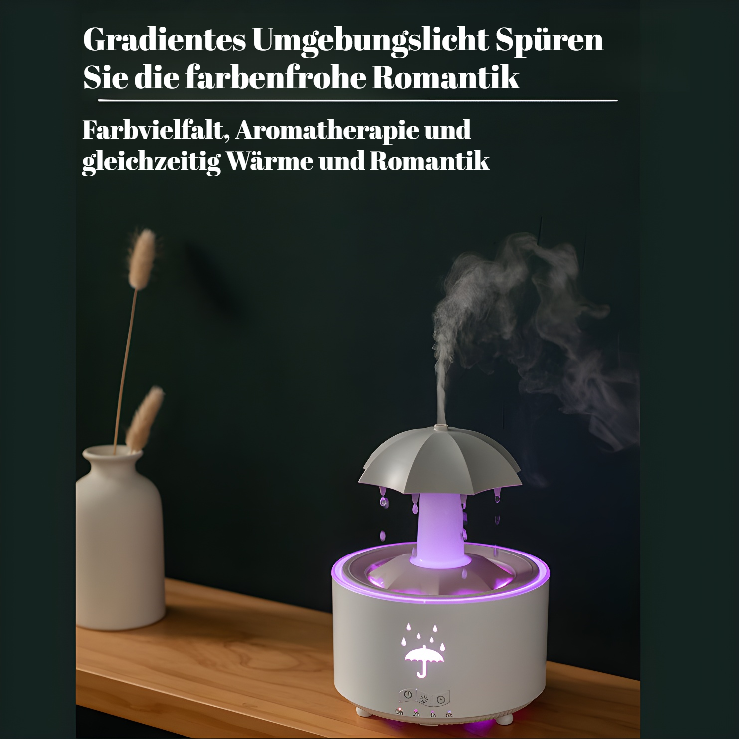 Luftbefeuchter mit LED-Atemlicht für entspannende Atmosphäre