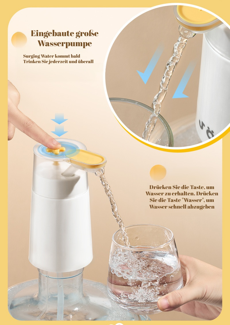 Kabelloser Wasserspender auf Mineralwasserflasche montiert