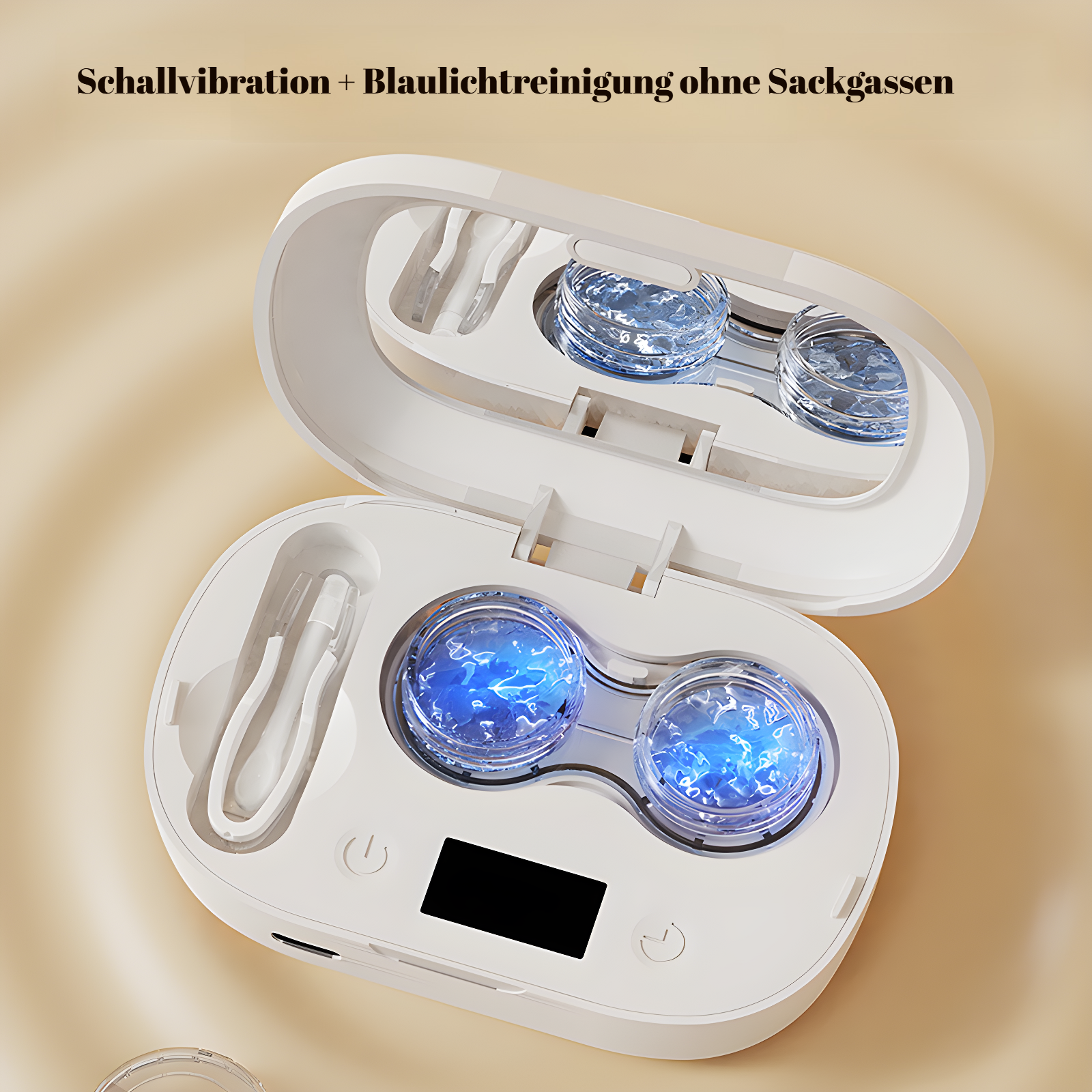 Ultraschall-Reinigungsbox für weiche und harte Kontaktlinsen