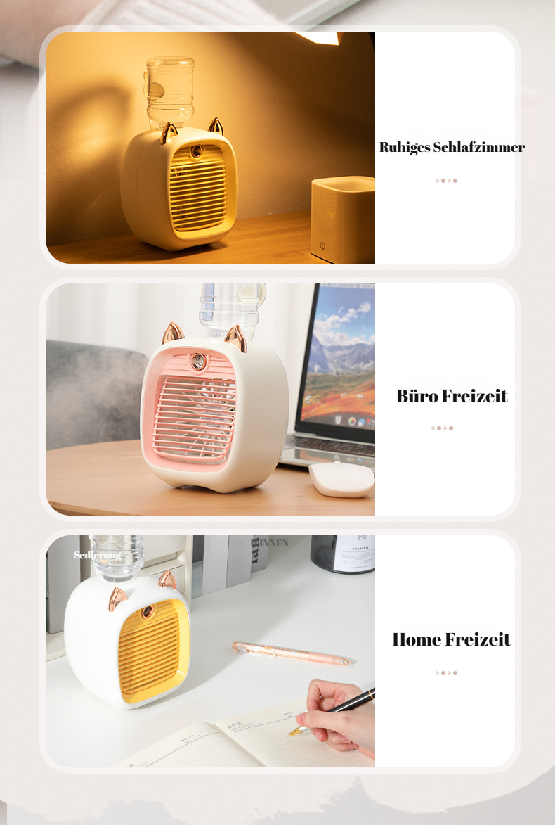 Modernes Fuchs Design Tischventilator mit Luftbefeuchtung