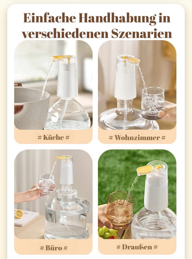 Kompakter Wasserspender für verschiedene Flaschengrößen