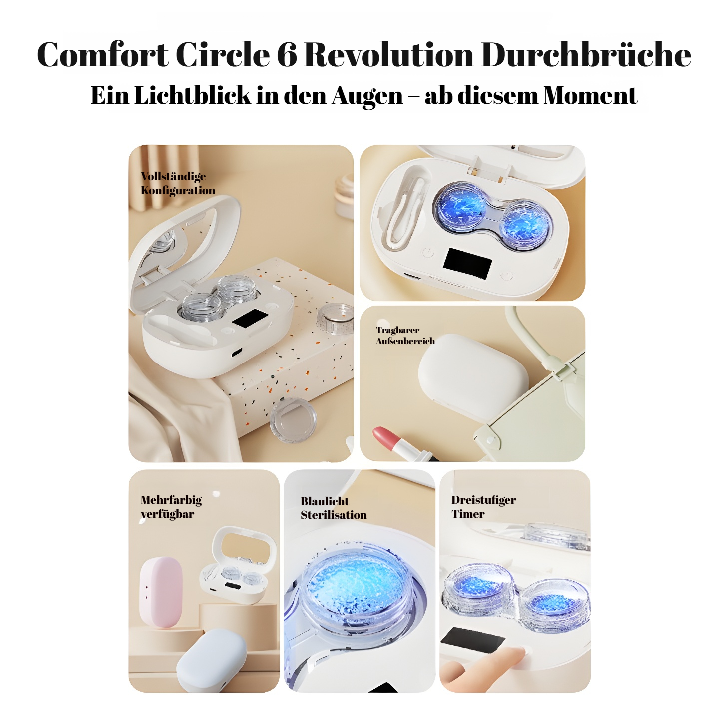 Kontaktlinsenreinigungsbox mit Ultraschall-Technologie