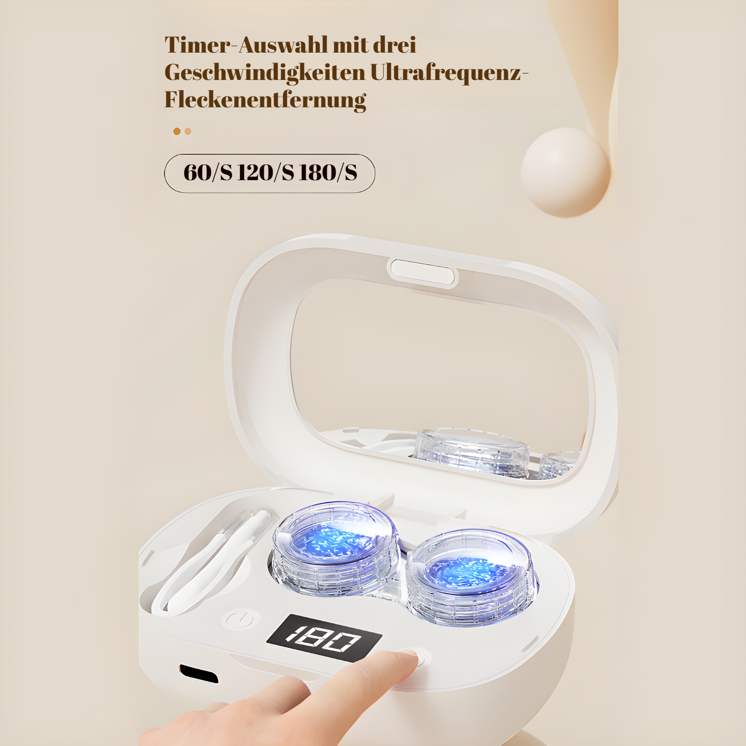 Kompaktes Design der Ultraschall-Kontaktlinsen-Reinigungsbox