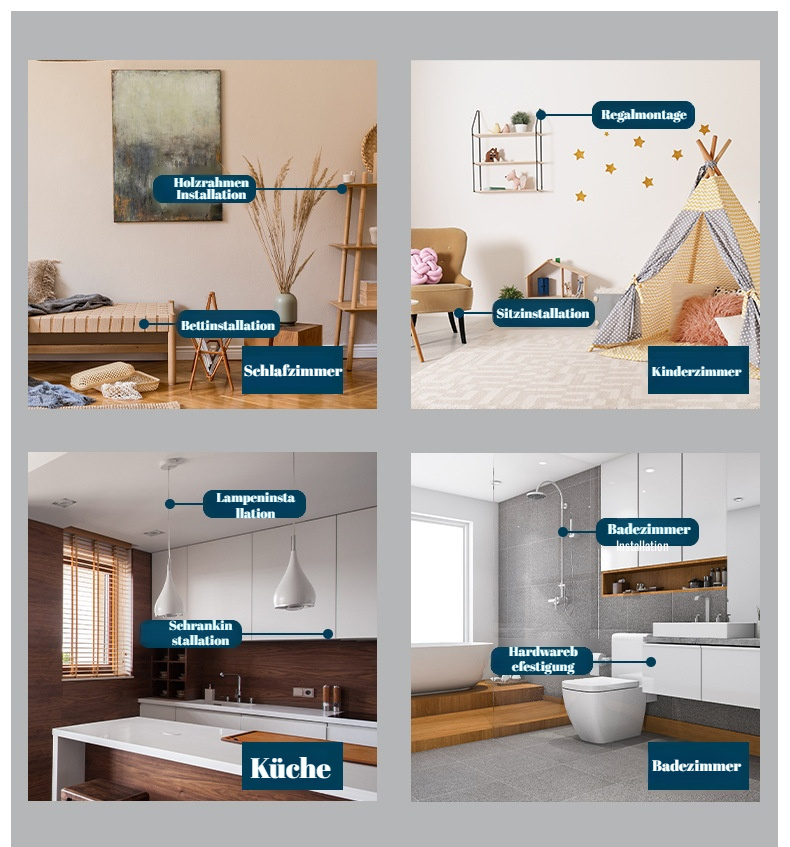 Vielseitige Bits: Kreuzschlitz, Schlitz, Vierkant, Sechskant, Stern