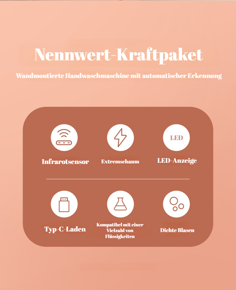 Wandmontierter Desinfektionsspender für berührungslose Handhygiene