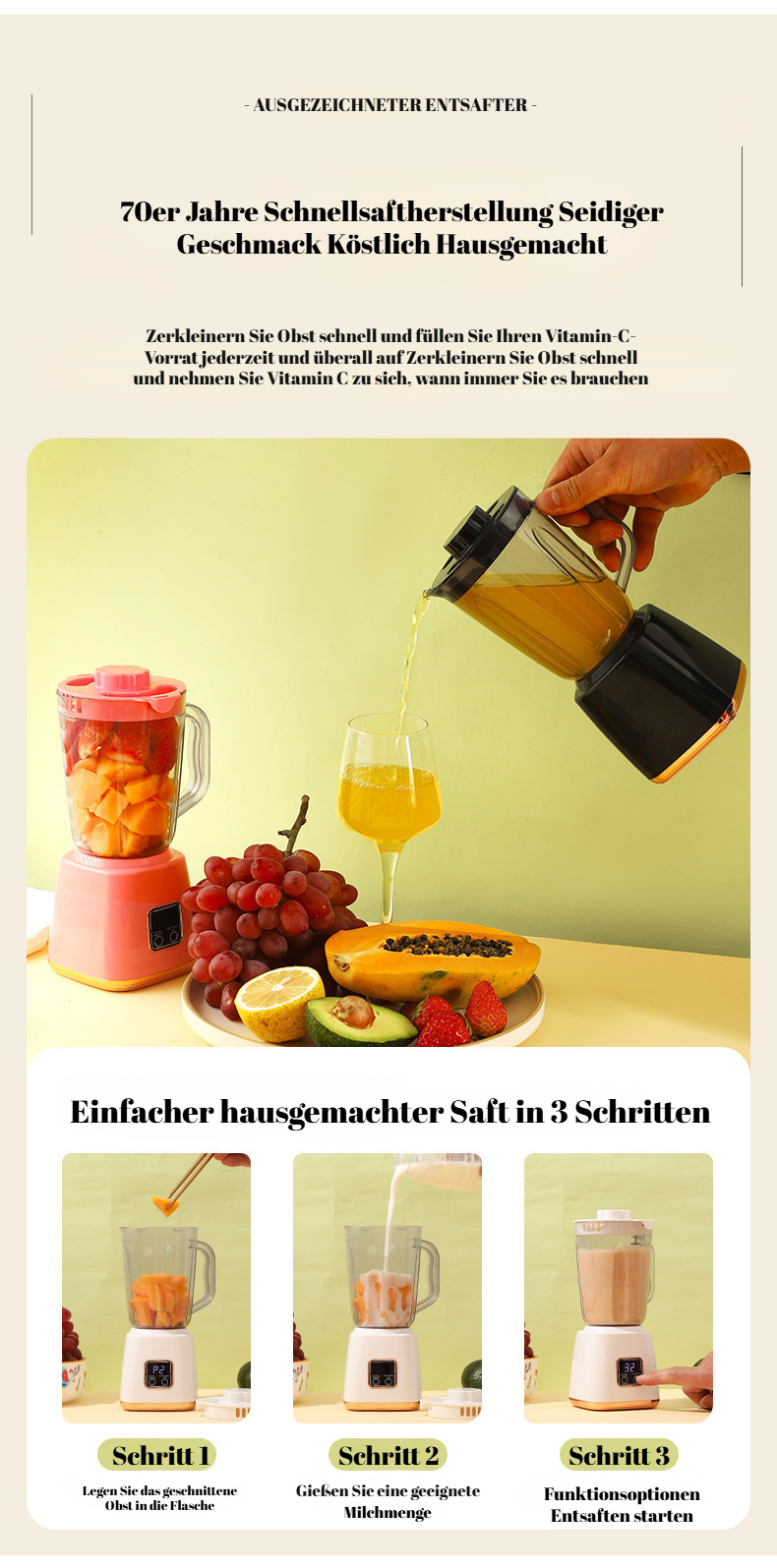 Praktischer tragbarer Mixer für Fitness und Reisen