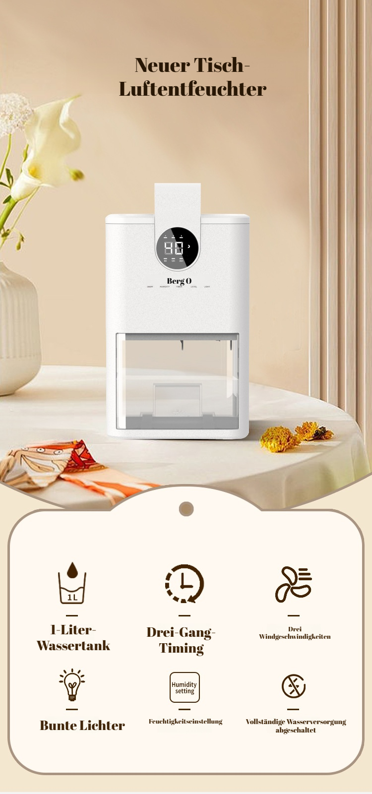 Kleiner Desktop-Luftentfeuchter für Badezimmer