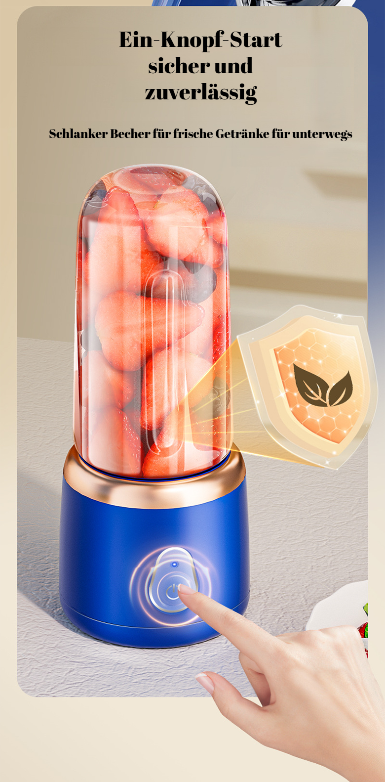 USB-wiederaufladbarer Saftmixer auf einem Tisch