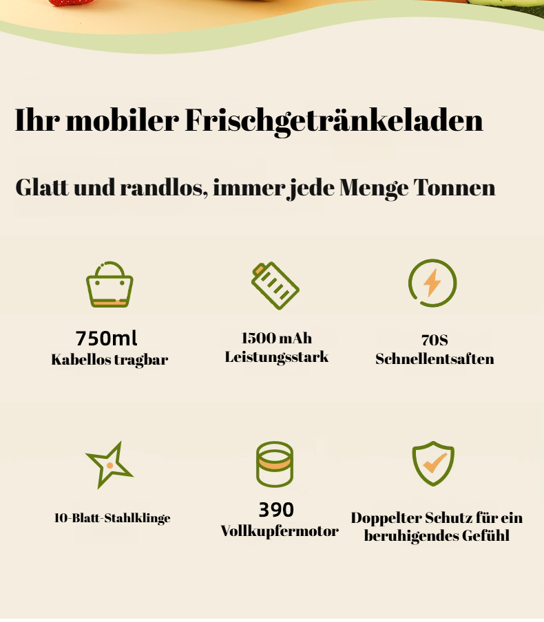 Leistungsstarker tragbarer Smoothie Maker