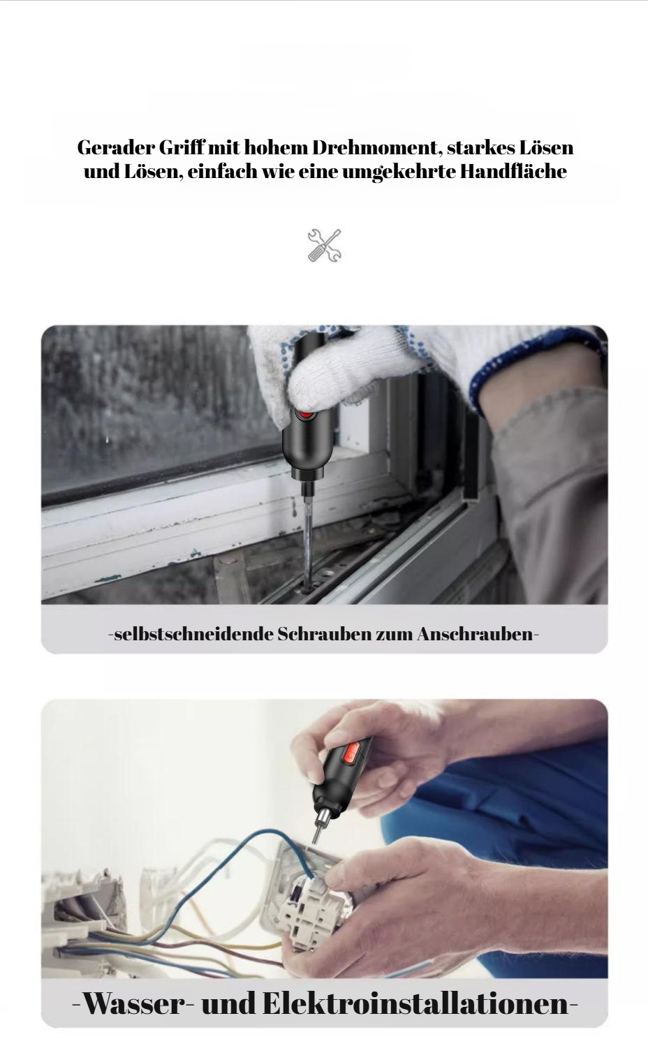 Vielseitiger, wiederaufladbarer Elektro-Schrauber