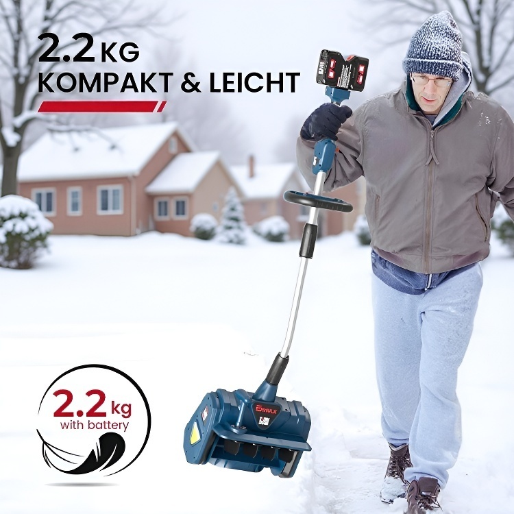 【Rückenschonendes Design】30cm Kabellose Akku-Schneeschaufel | Ultraleicht + Teleskopstiel | Leise und Stark ❄️🔋