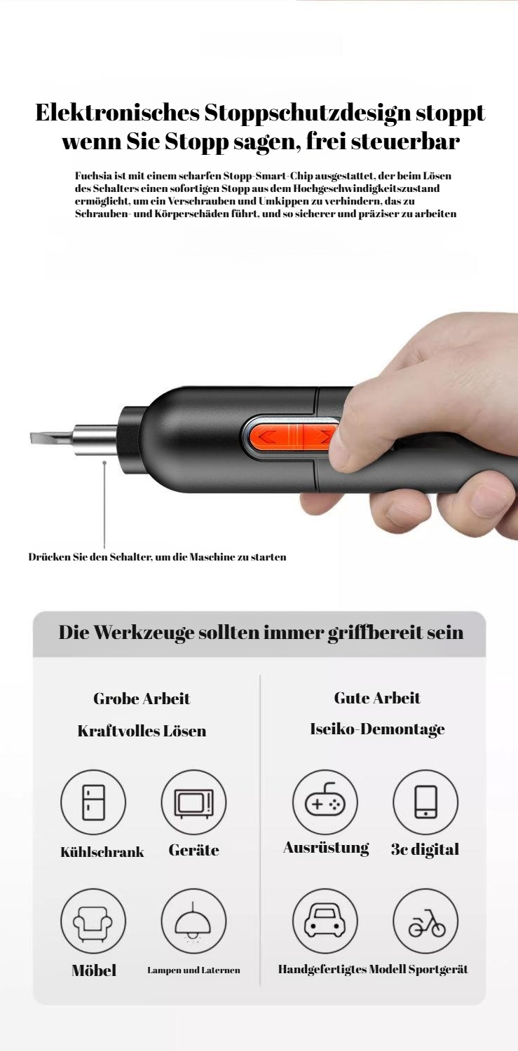 Elektrischer Schraubendreher mit auswechselbaren Bits
