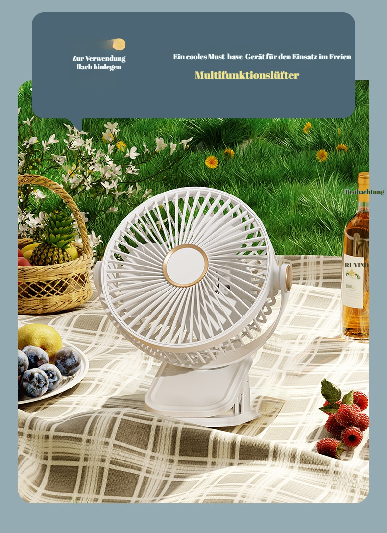 USB Ventilator mit flexibler Clip-Befestigung an verschiedenen Oberflächen