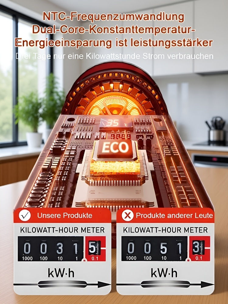 💰 Schluss mit hohen Heizkosten! ✨ Der „3 Tage nur 1 kWh: Heizer mit Echtholz-Optik, Luftbefeuchter und Display“ bringt stilvolle Wärme 🪵 und gesunde, feuchte Luft in Ihr Zuhause. ✅