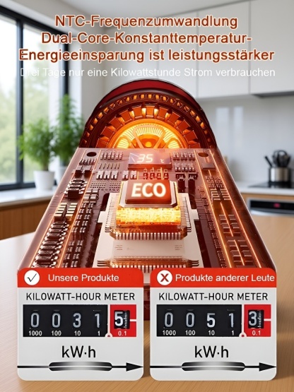 💰 Schluss mit hohen Heizkosten! ✨ Der „3 Tage nur 1 kWh: Heizer mit Echtholz-Optik, Luftbefeuchter und Display“ bringt stilvolle Wärme 🪵 und gesunde, feuchte Luft in Ihr Zuhause. ✅