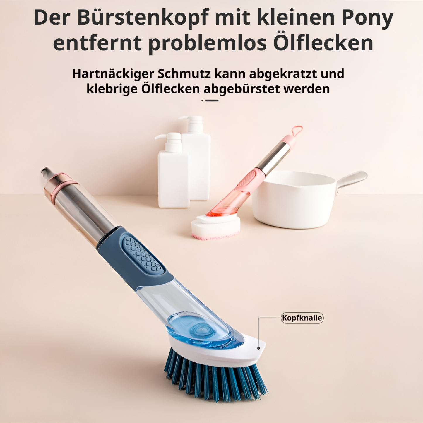 Haushalts-Vier-in-Eins-Küchengeschirrspülmittel mit langem Griff, automatische Flüssigkeitstopfbürst