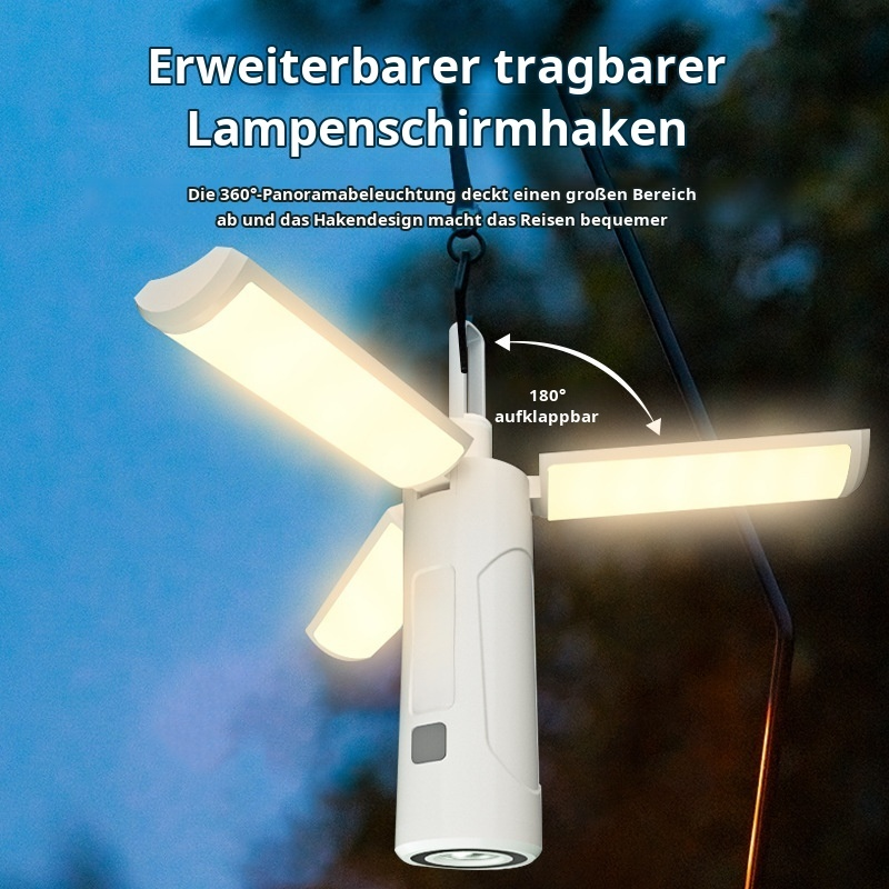 Multifunktionale magnetische tragbare Dreiblattleuchte Outdoor tragbare klappbare Campingleuchte Mul