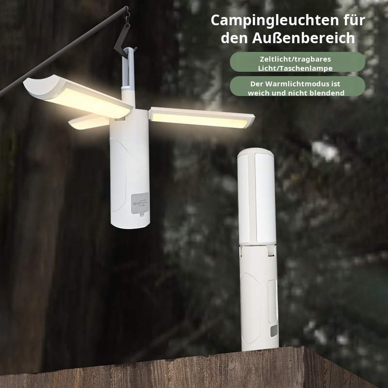 Multifunktionale magnetische tragbare Dreiblattleuchte Outdoor tragbare klappbare Campingleuchte Mul