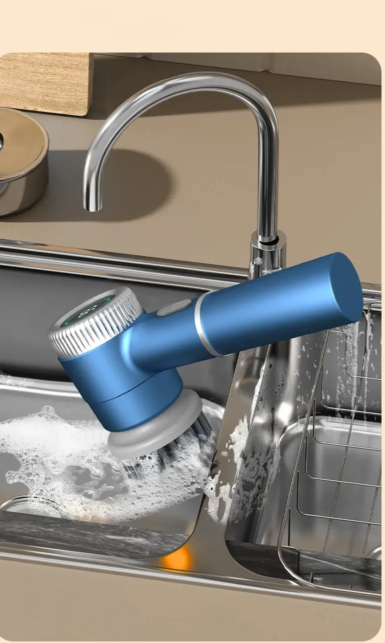 Multifunktionale K&uuml;chenreinigungsb&uuml;rste mit abnehmbarem Pelzkopf
