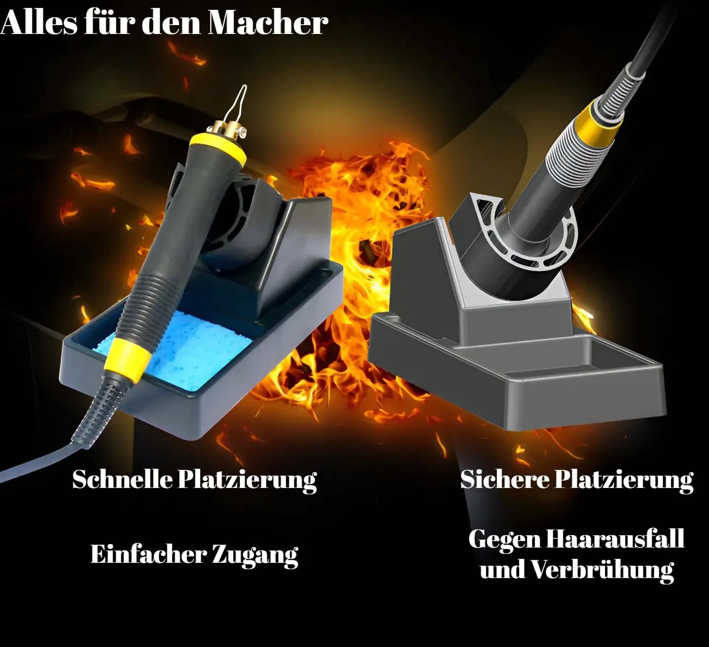 Kompletter Brandmalerei Werkzeugsatz auf Holzbrett