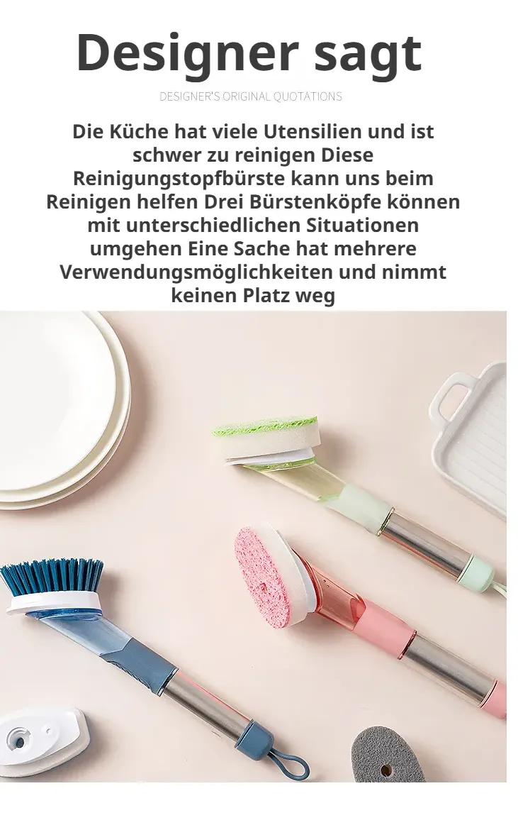 Multifunktionale Sp&uuml;lb&uuml;rste f&uuml;r T&ouml;pfe und Pfannen