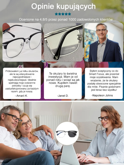 Popraw swoje widzenie za mniej niż kosztuje lunch! 🍔 Inteligentne okulary do czytania z automatycznym ustawianiem ostrości i filtrem światła niebieskiego, które automatycznie dostosowują się do Twoich potrzeb. Nie wymagają recepty!