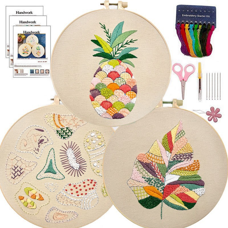 Basic embroidery practice (Basic 3-piece set)--DIY novice teaching ...