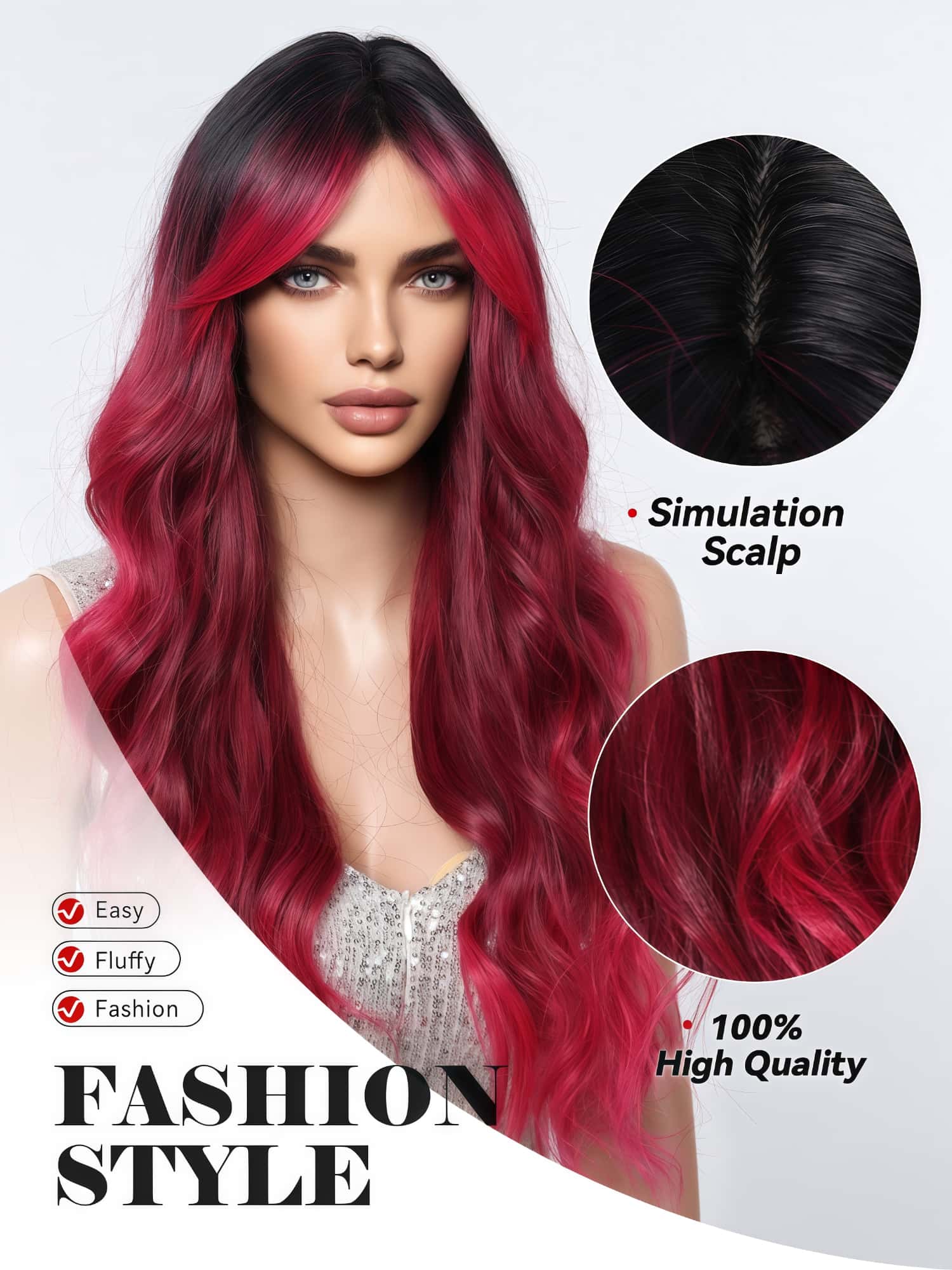 SD-GIFT I Long Red Curly Sex Doll Hair 