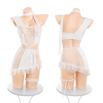 SD-GIFT I Bridal Lace Splicing See-Through Crotchless Suit