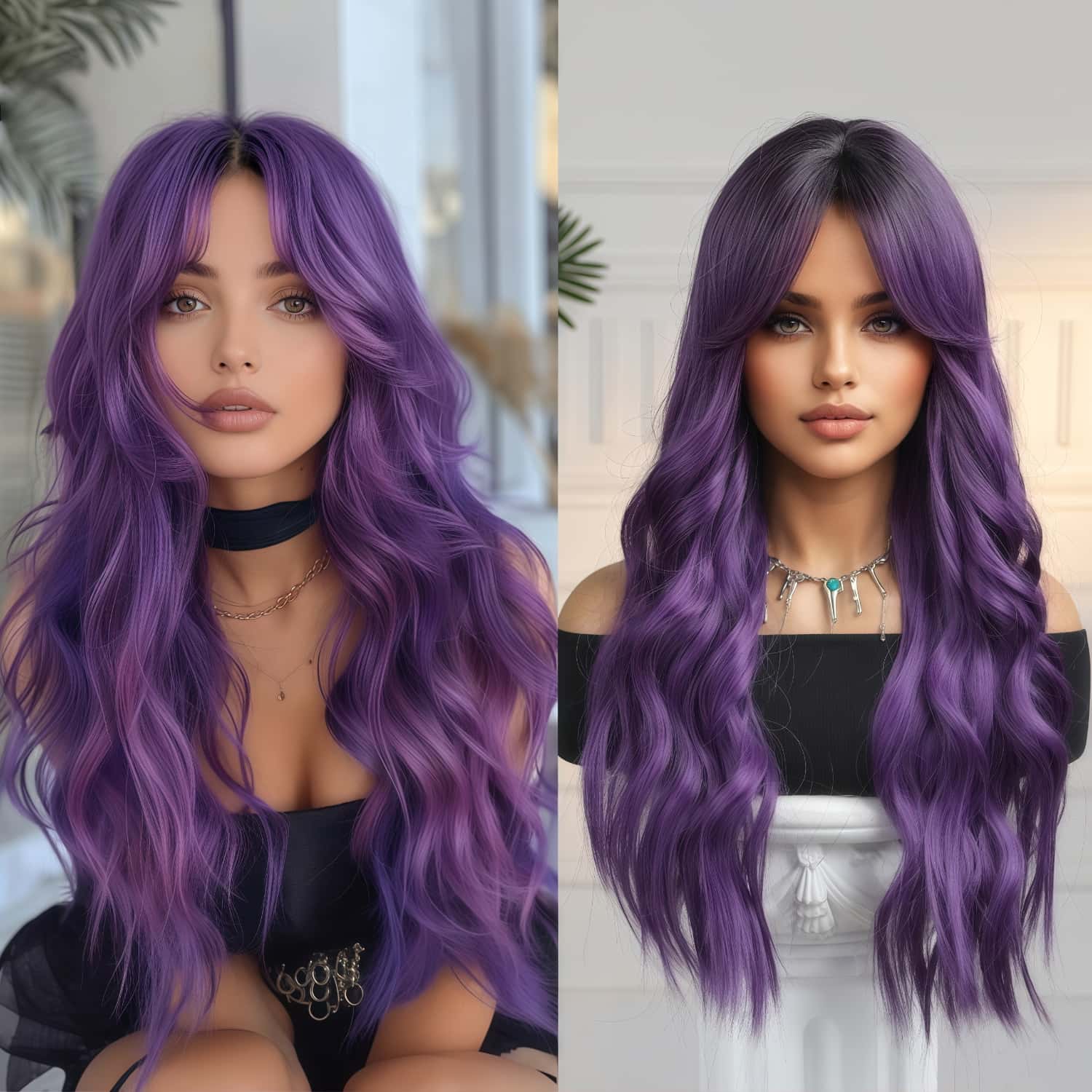 SD-GIFT I Purple Long Straight Sex Doll Hair