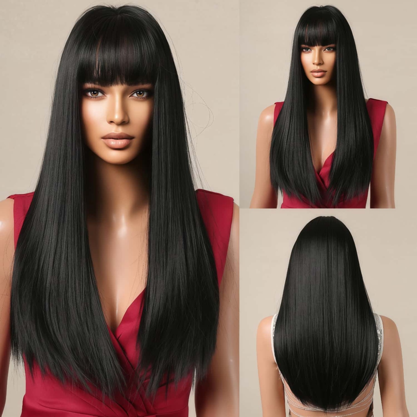 SD-GIFT I  Black Hair Long Straight Sex Doll Wigs for Women Natural Hai