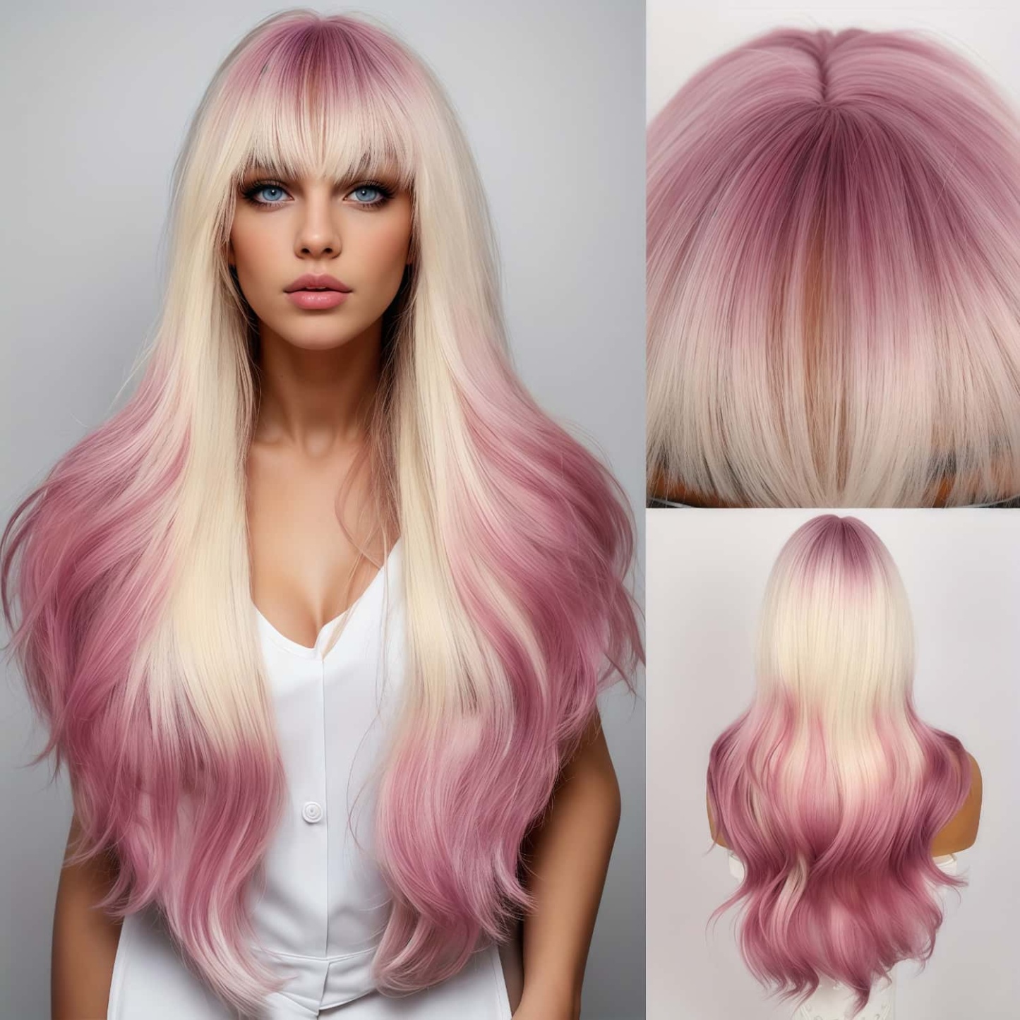 SD-GIFT I  Violet Gradient Wavy Curls Sex Doll Wig