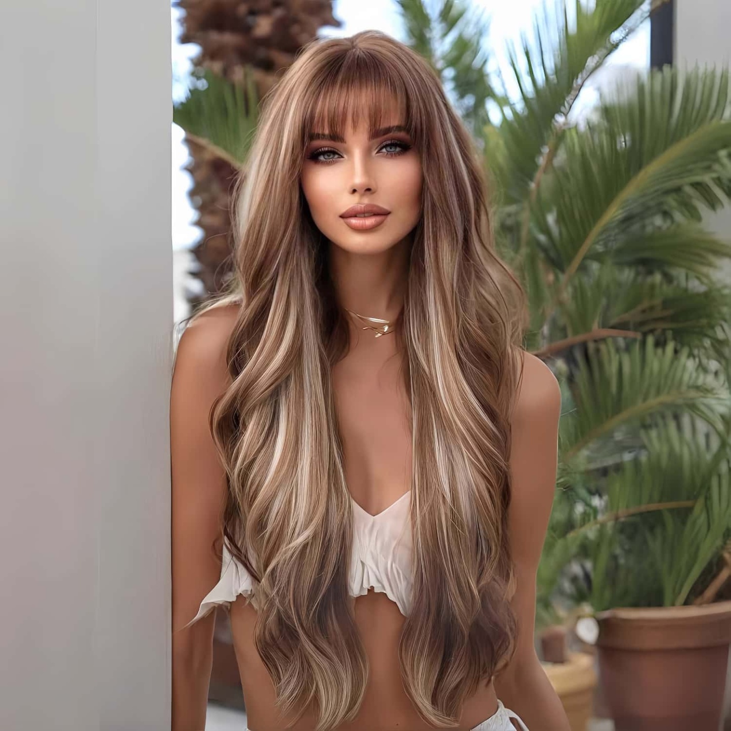 SD-GIFT I  Brown Long Wavy Sex Doll Wig