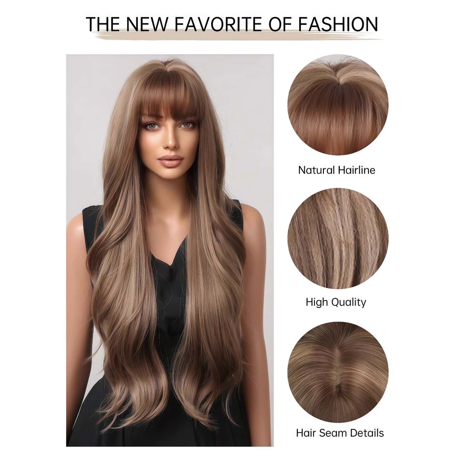 SD-GIFT I  Brown Long Wavy Sex Doll Wig