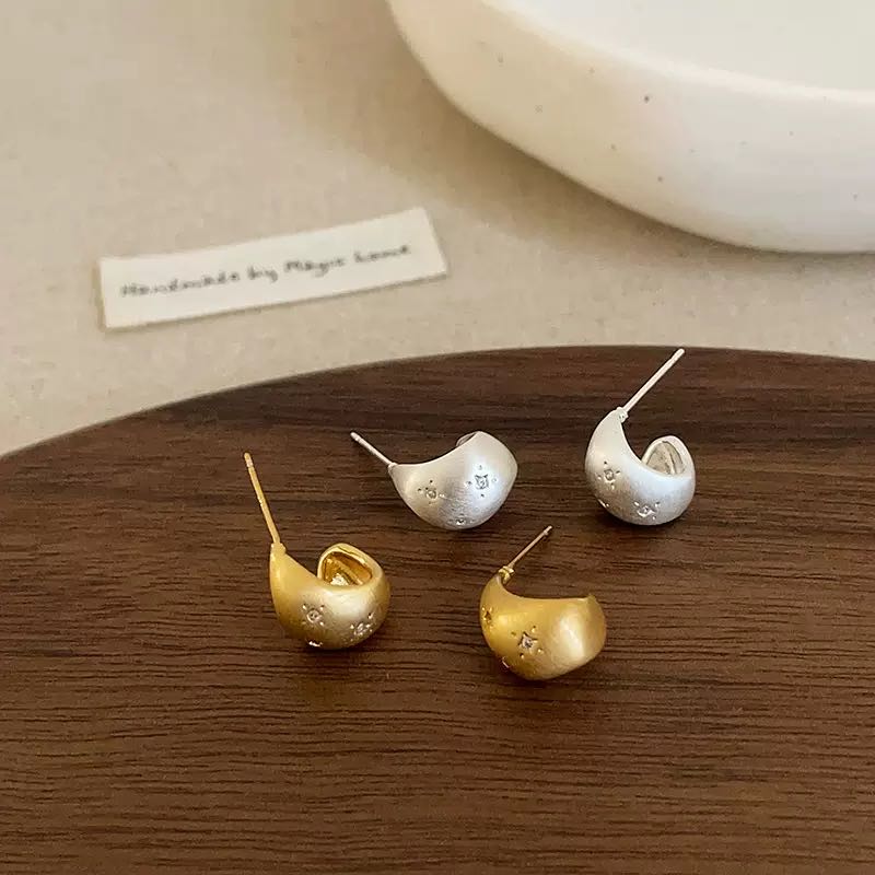 Brushed metal stud earrings