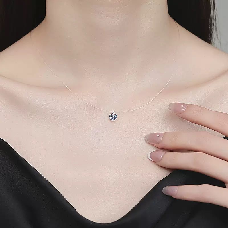 Invisible Fish Line Moissanite Necklace