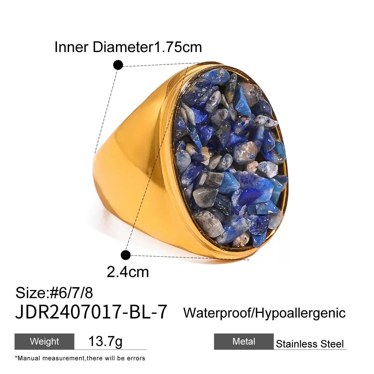 High-End Natural Stone INS-Style Ring