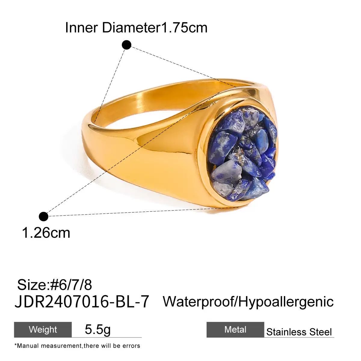 High-End Natural Stone INS-Style Ring
