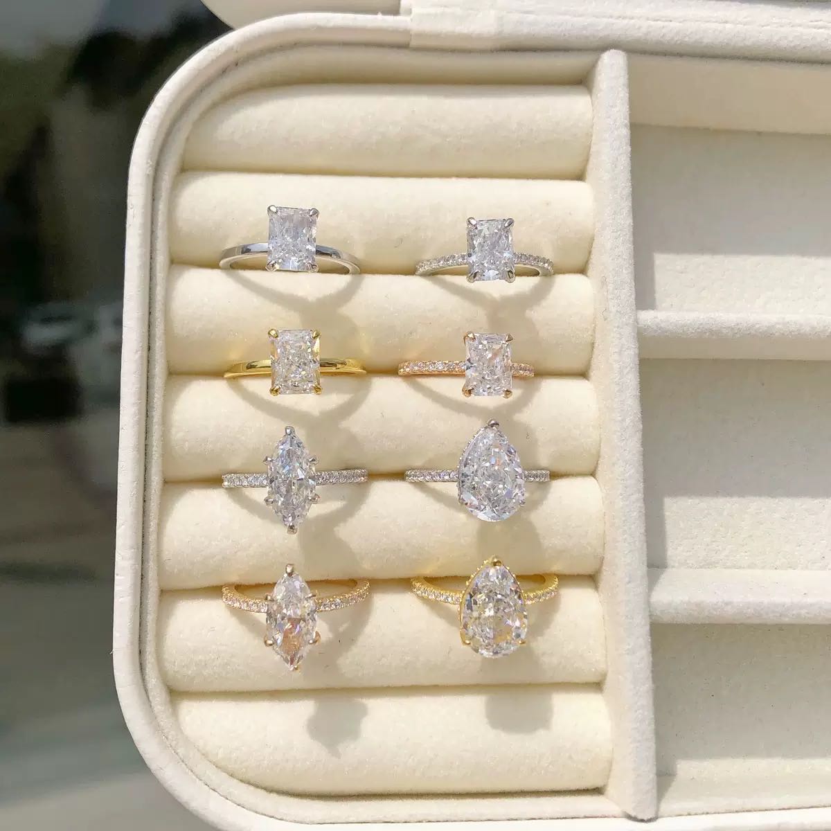 S925 Sterling Silver High-Carbon Stone Ice Flower High-End Diamond-Like Ring