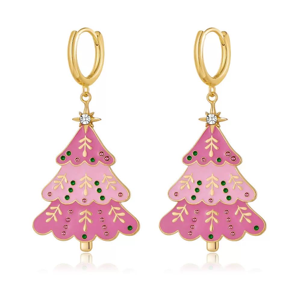 Christmas Jewelry Girls' Pink Necklace and Earrings