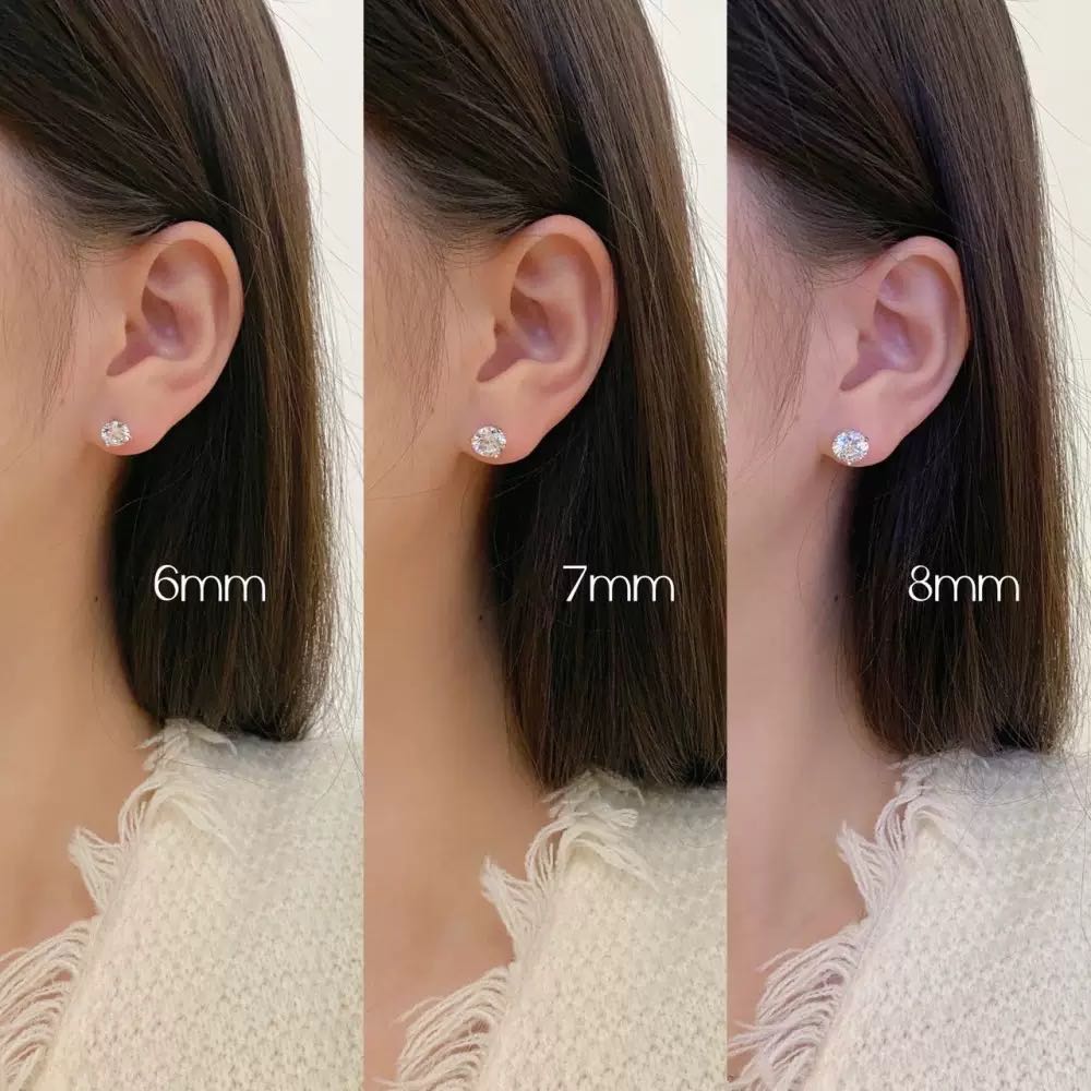 Light Luxury S925 Sterling Silver Earrings Heart  Square Zircon Studs