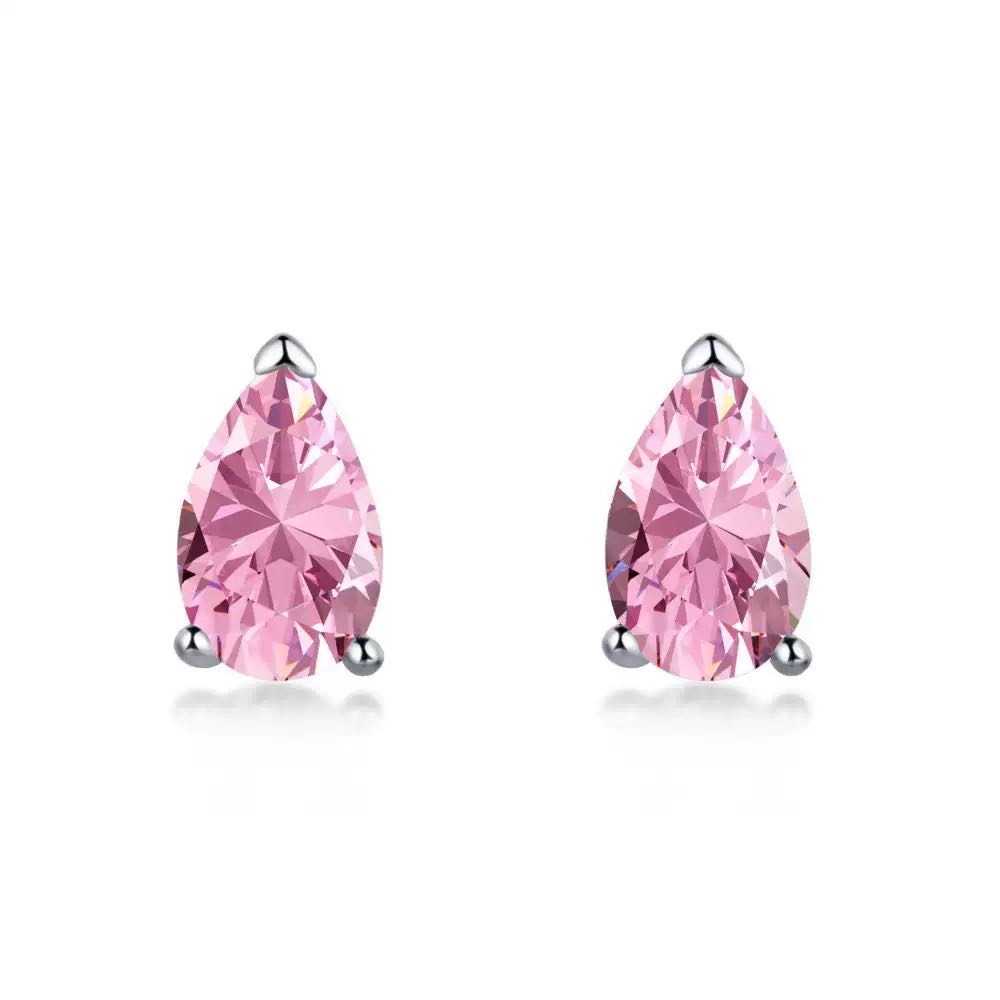 Light Luxury S925 Sterling Silver Earrings Heart  Square Zircon Studs