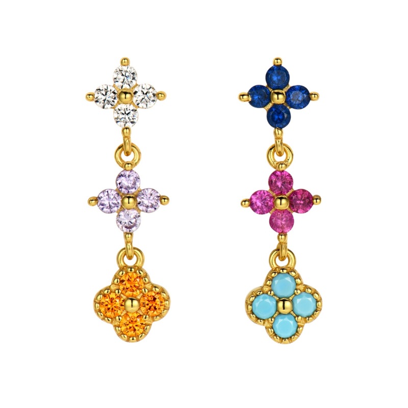 Exquisite Dopamine Color Clover Ring & Necklace