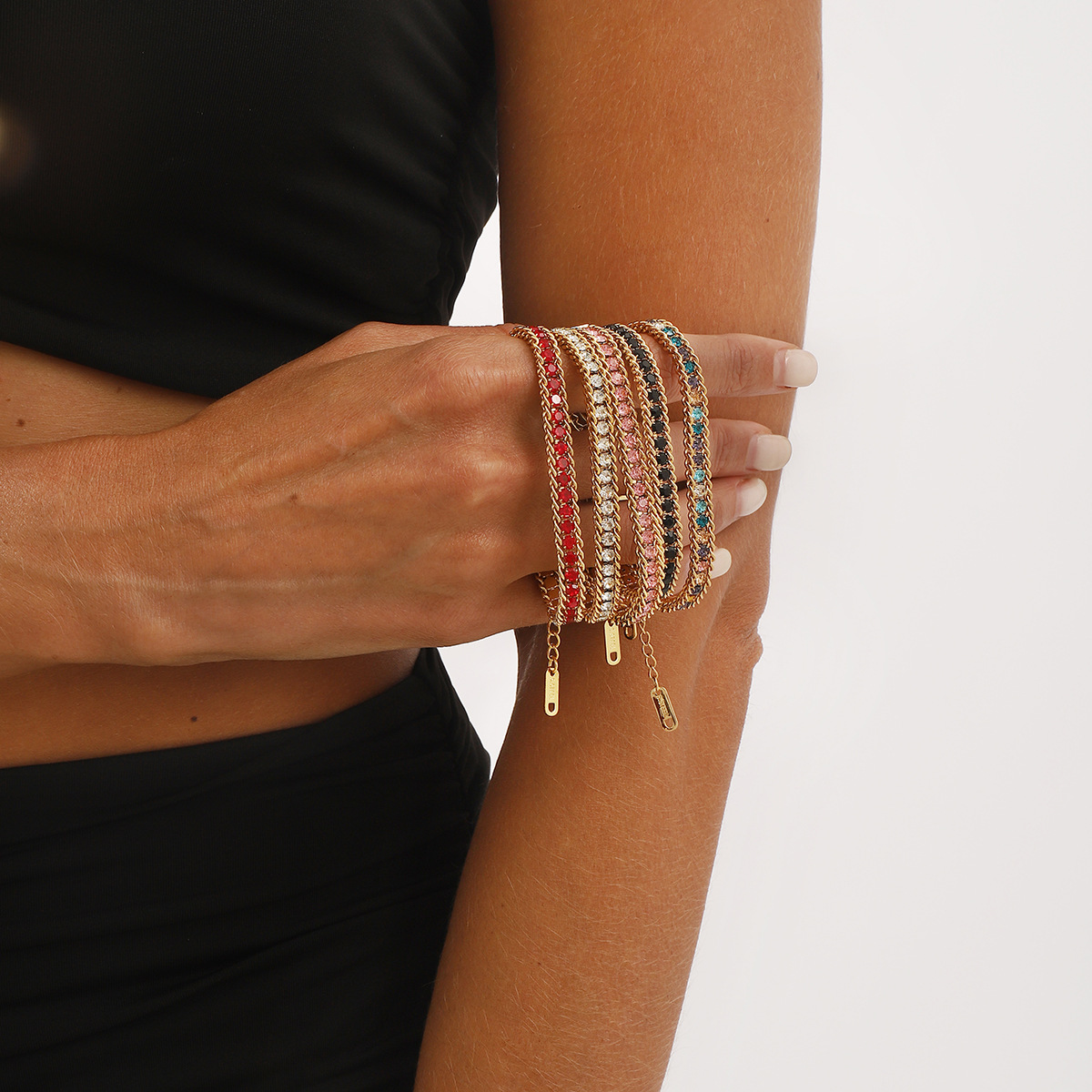 European & American Minimalist Stackable Zircon Bracelet
