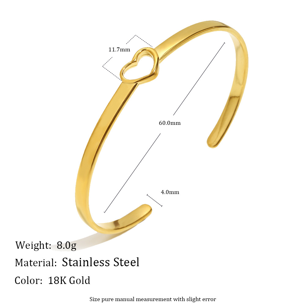 Elegant Stylish Hollow Heart 18K Gold Bangle
