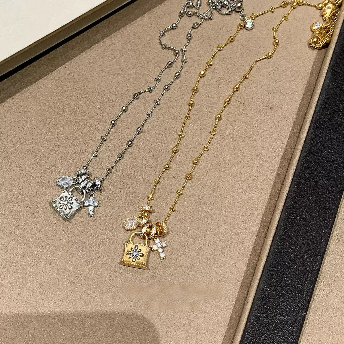 French Cross Solid Pendant Exquisite Shiny Necklace