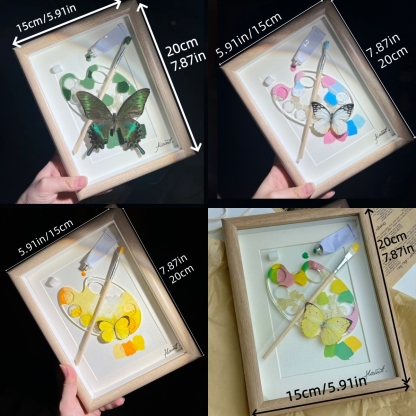 2153 Boutique series Real Green Papilio Maackii Butterfly Specimen Hand Painted Art Shadow Box Framed Entomology Display Unique Home Decor Wall Art Gift for Nature Lover