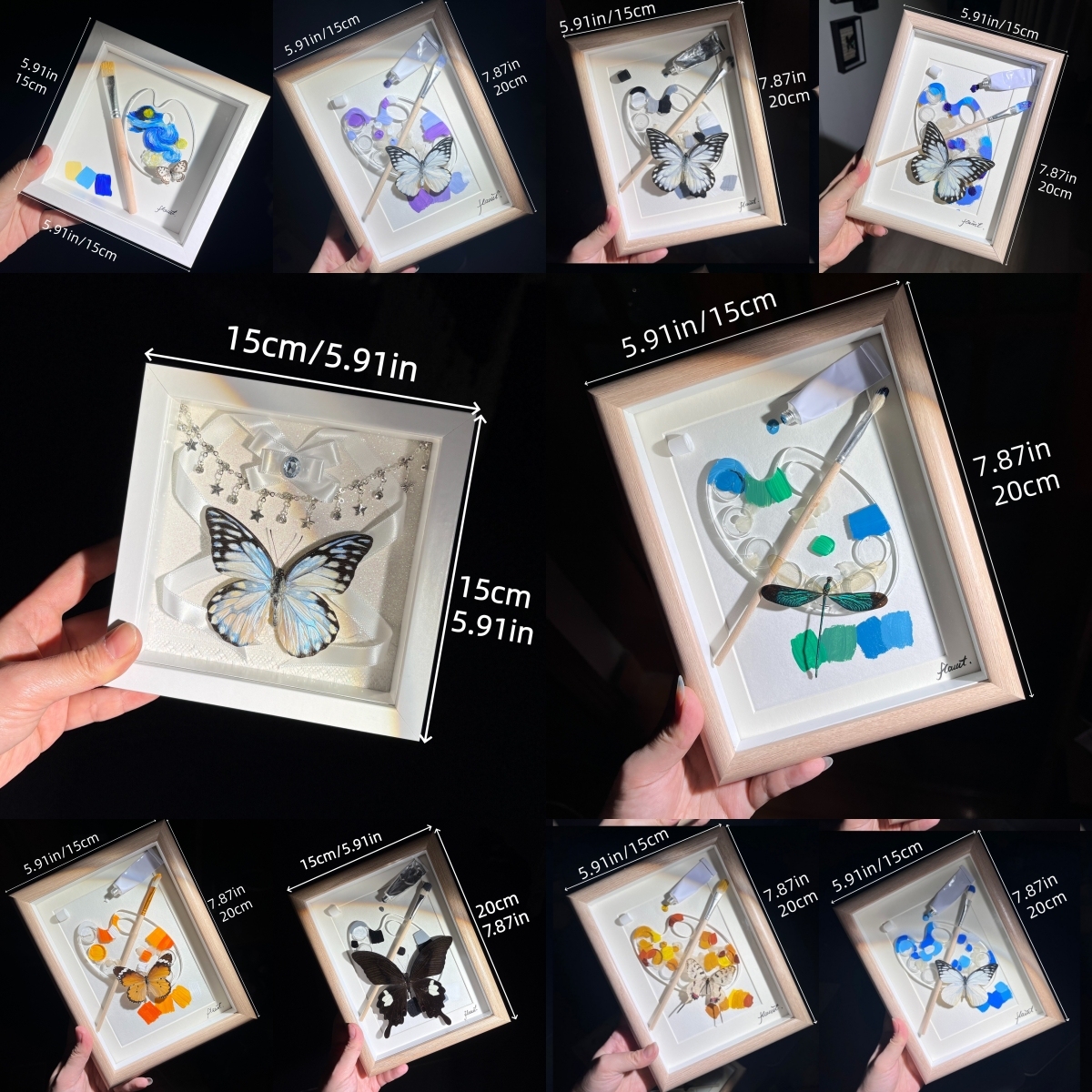 2152 Boutique series Hand-Painted Vortex Galaxy with Real Butterfly Specimen Taxidermy Framed Insect Art Display  Unique Home Decor  Creative Gift Idea